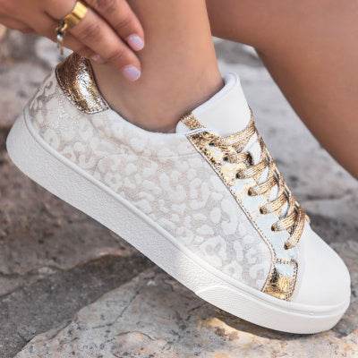 Buycenter Vintage Leopard Print Flats - Comfortable Low Top Casual Shoes - Buy Center