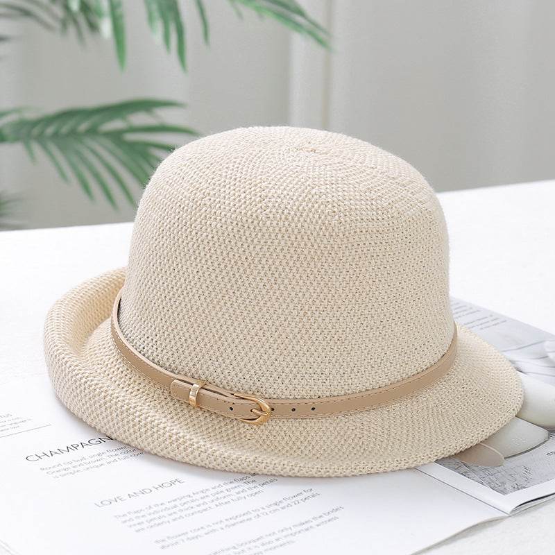 Buycenter Women's Adjustable Metal Leather Ring Bucket Hat - Sunscreen & Breathable - Buy Center