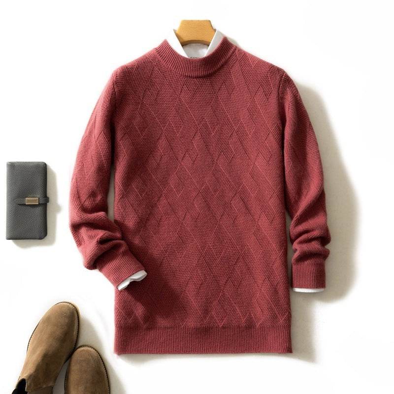 Luxurious Men's Cashmere Sweater - Thick Round Neck, Stylish & Warm - Buy Center