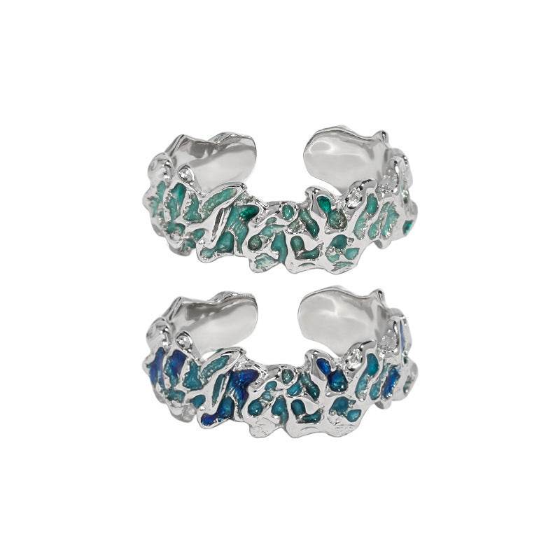 Unique Irregular Texture Silver Ring - Adjustable Ethnic Design for All - Buy Center