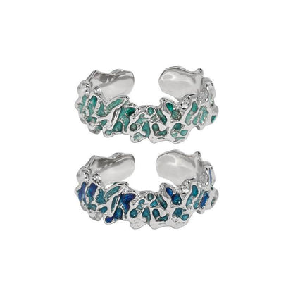 Unique Irregular Texture Silver Ring - Adjustable Ethnic Design for All - Buy Center