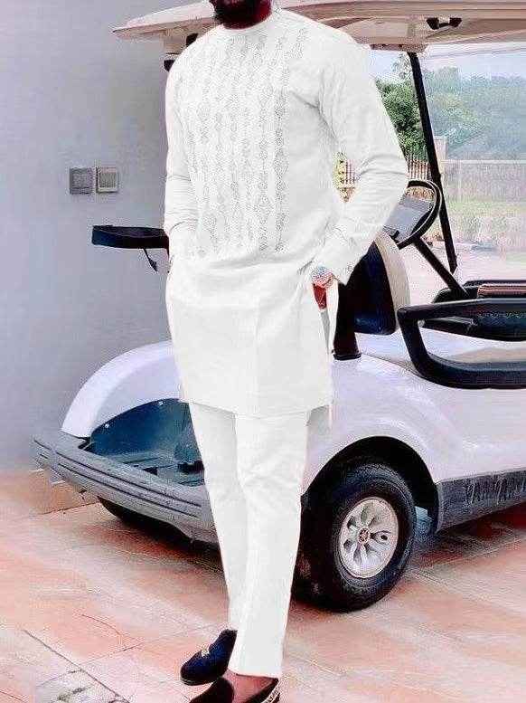 African Ethnic Print Casual Suit for Men - Stylish Cotton Blend Leisurewear