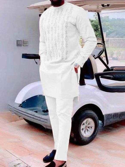African Ethnic Print Casual Suit for Men - Stylish Cotton Blend Leisurewear