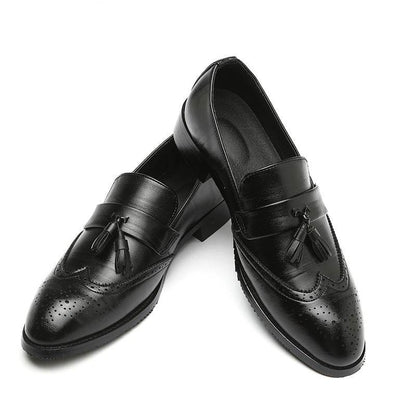 Stylish Casual Brogue Leather Shoes for Men - Fringed Design, Flat Heel - Buy Center