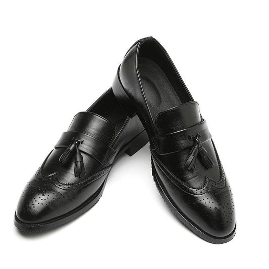 Stylish Casual Brogue Leather Shoes for Men - Fringed Design, Flat Heel - Buy Center