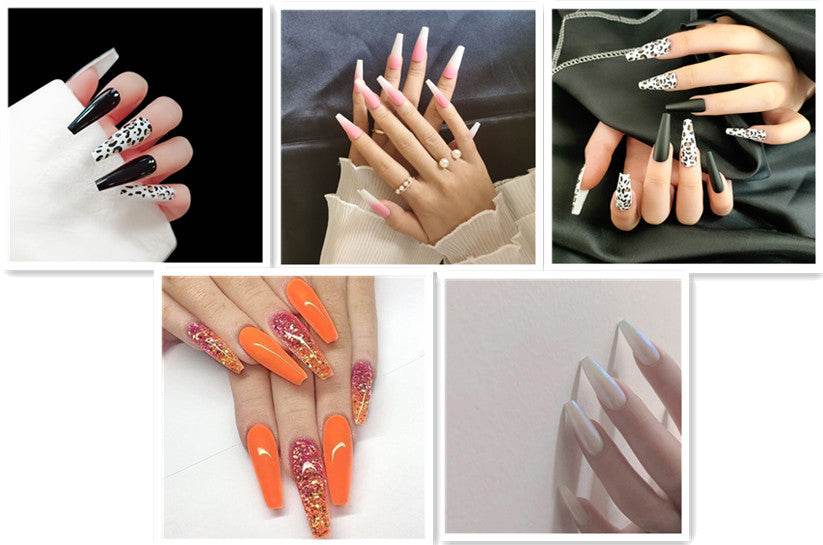 Elegant Long Ballet Nails with Water Droplets - 5 Vibrant Styles - Buy Center