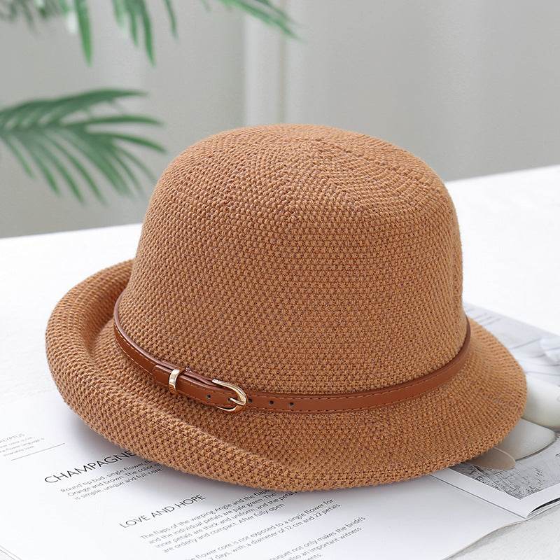 Buycenter Women's Adjustable Metal Leather Ring Bucket Hat - Sunscreen & Breathable - Buy Center
