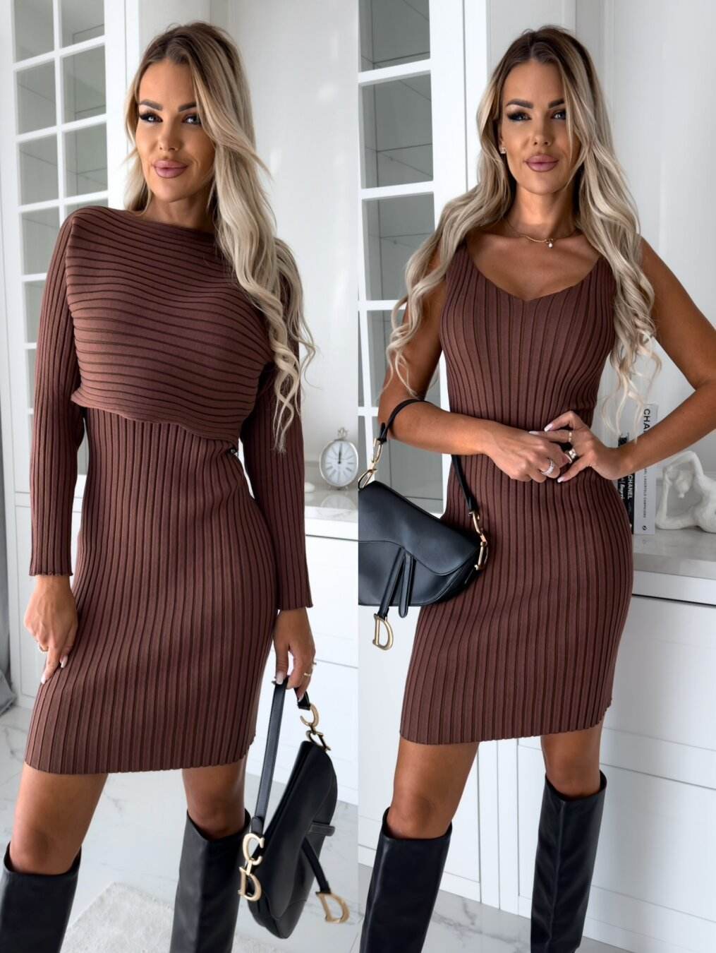 Buycenter Casual Long Sleeve Top and Suspender Skirt - Mid-Length Style - Buy Center