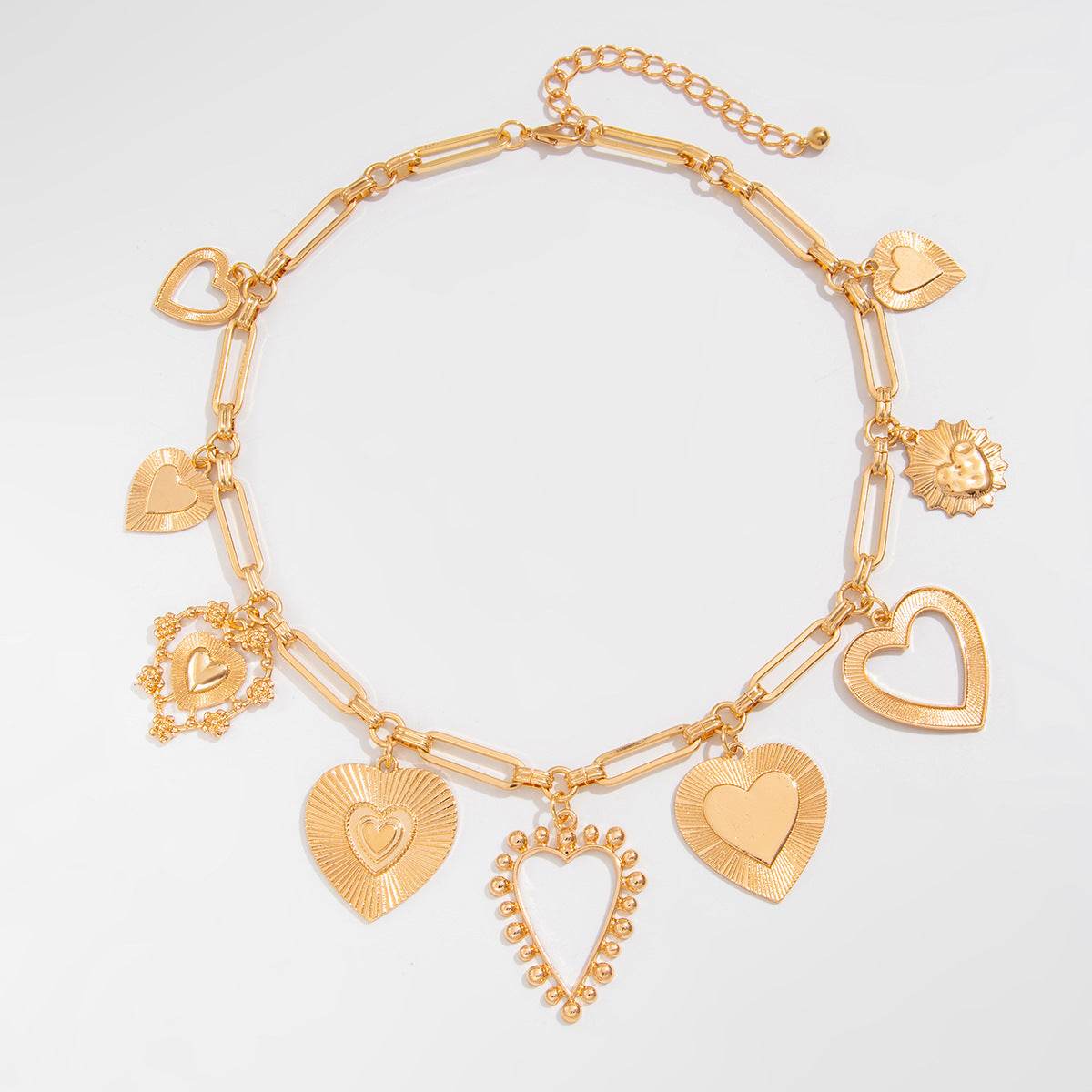 Cold Love Heart Pendant Necklace - Elegant Gold O-Ring Chain for Women - Buy Center