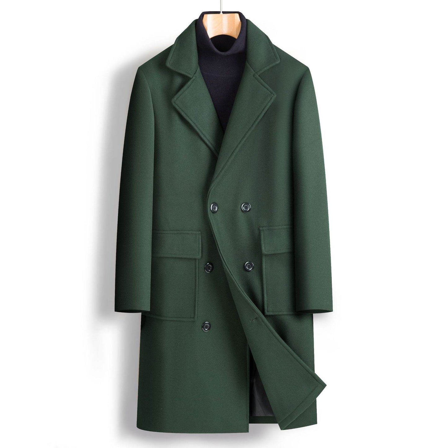 Stylish Men's Double Breasted Mid-Length Coat - Versatile & Hooded - Buy Center