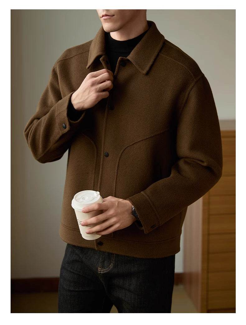 Men's Woolen Coat - Stylish Double-Faced Jacket for Autumn & Winter - Buy Center