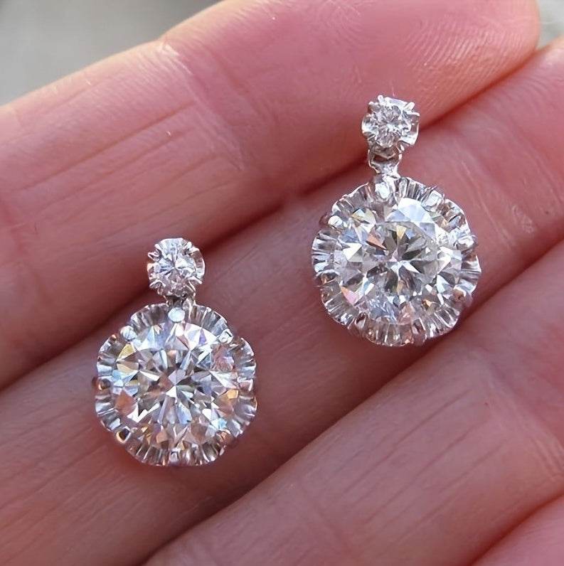 Elegant Moissanite Drop Earrings - Hypoallergenic White Gold Jewelry - Buy Center