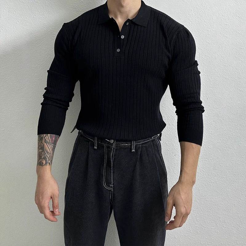 Buycenter Slim-fit Long-sleeved Polo Shirt - Casual Half Zipper Sweater - Buy Center