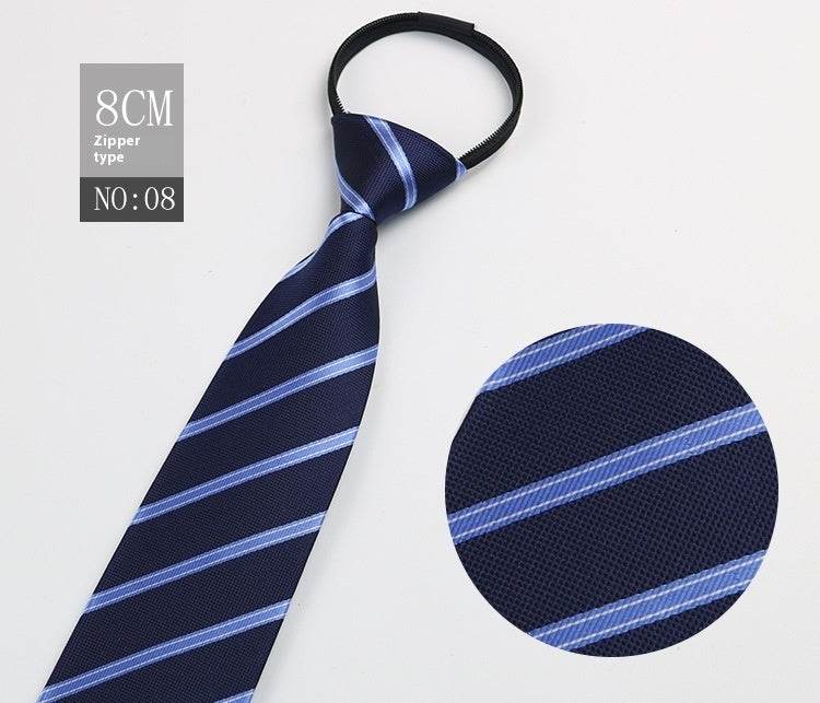 Black Striped Blue Business Tie - Lazy Zip Closure for Easy Wear - Buy Center