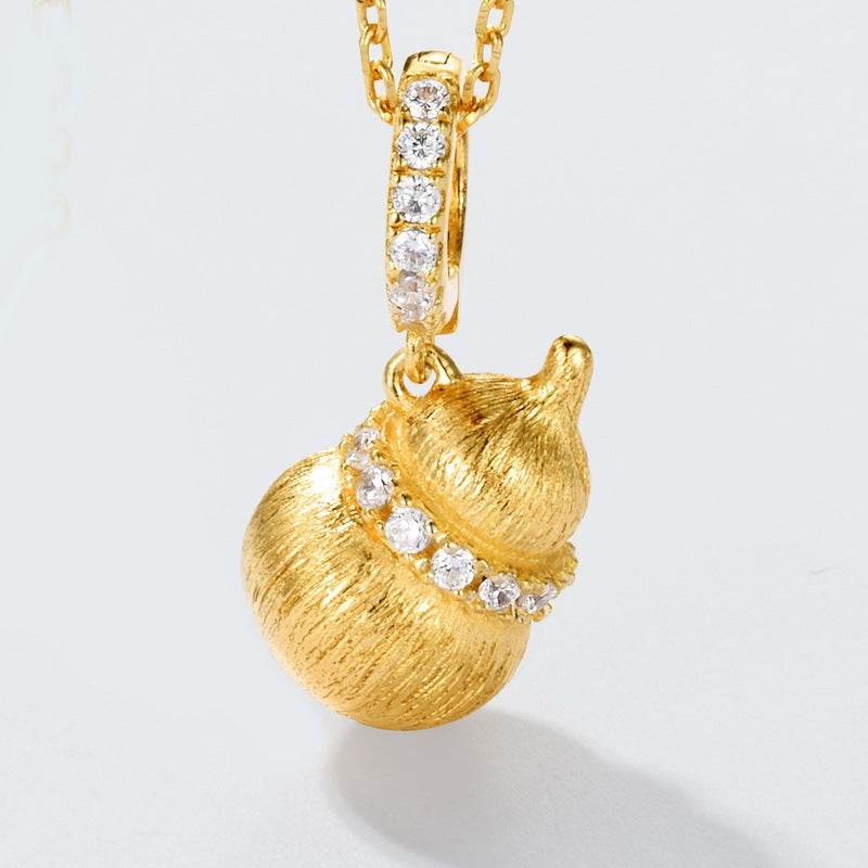Buycenter 10K Gold & S925 Silver Brushed Calabash Pendant Necklace - Buy Center