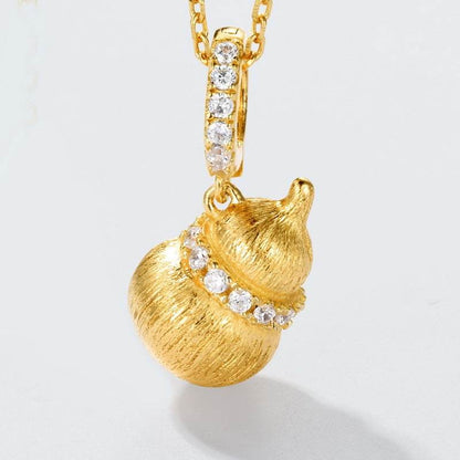 Buycenter 10K Gold & S925 Silver Brushed Calabash Pendant Necklace - Buy Center