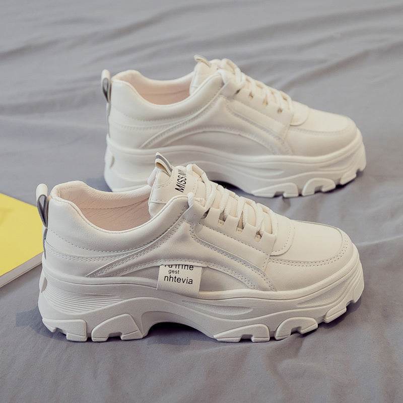 Buycenter Women's Trendy Thick Soled White Vulcanize Shoes - Casual Style - Buy Center