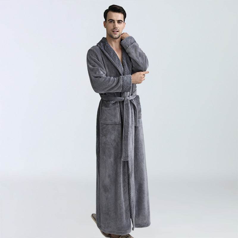 Men's Coral Fleece Nightgown - Warm Winter Pajamas & Lounge Wear - Buy Center