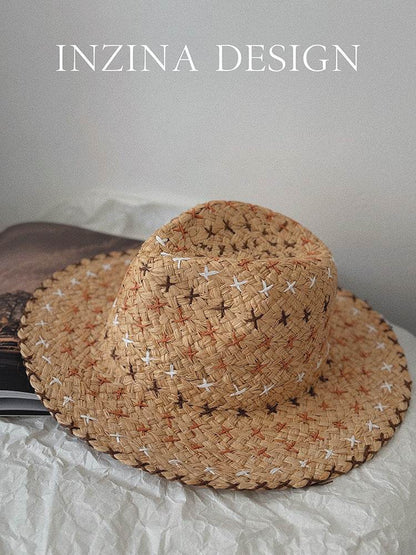 Retro Western Cowboy Straw Hat - Unisex Fashion Accessory for All Seasons - Buy Center