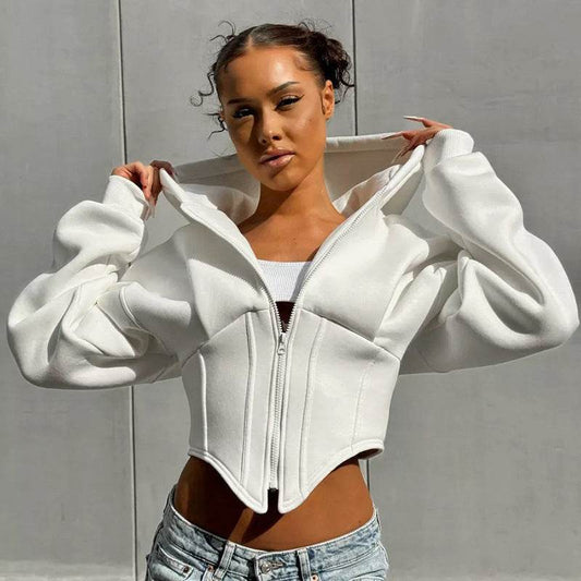 Y2K Zipper Hoodie Cardigan - Trendy Slim-Fit Women’s Corset Jacket - Buy Center