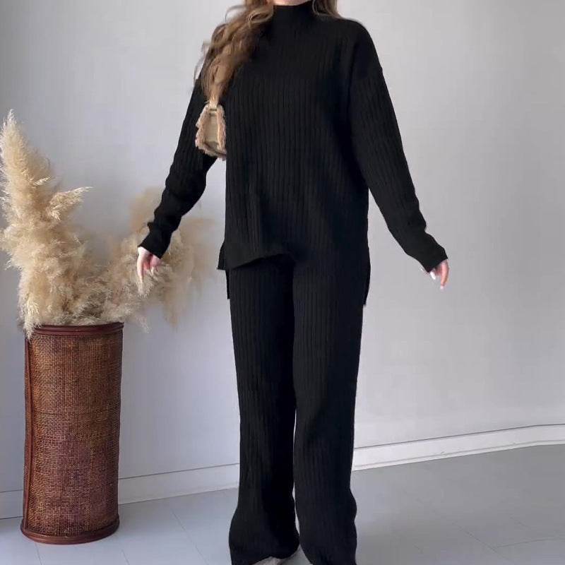 Buycenter Casual Knitwear & Wide Leg Pants Set - Stylish Two-Piece Jumpsuit - Buy Center