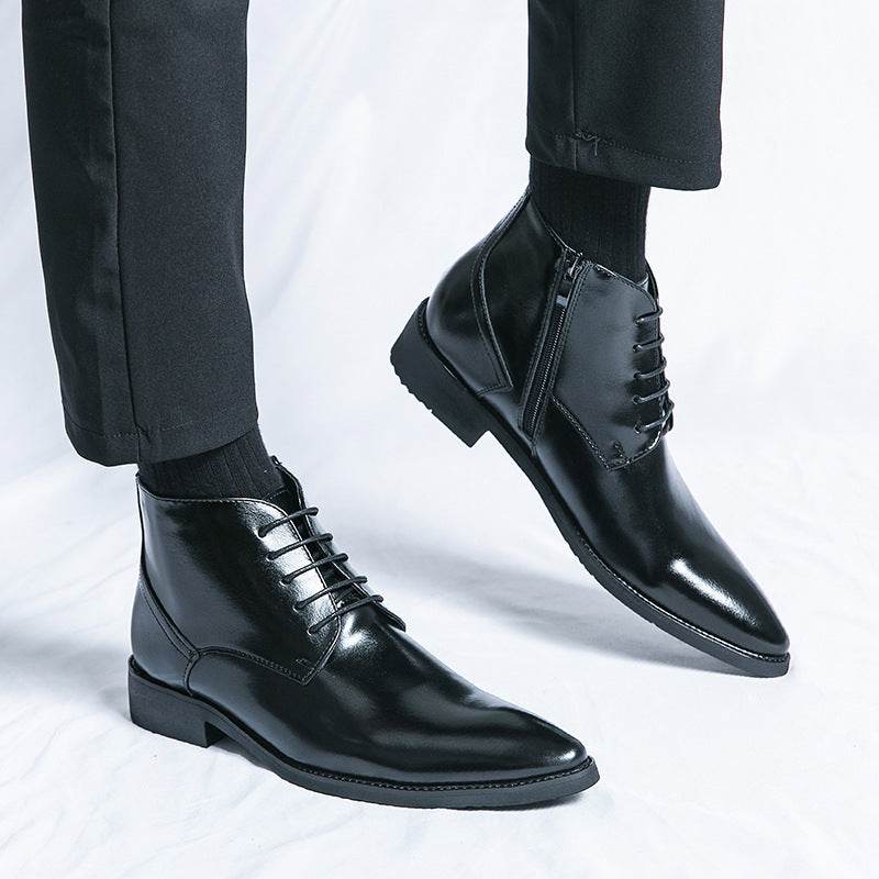 Stylish High-Top Martin Boots with Zipper - Height Increasing Design - Buy Center