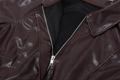 Elegant Retro PU Leather Jacket Coat - Casual Slim Fit for Women - Buy Center