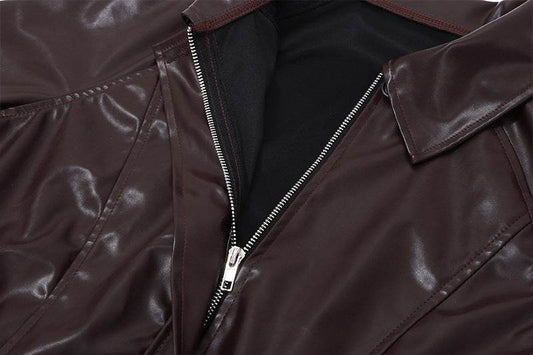 Elegant Retro PU Leather Jacket Coat - Casual Slim Fit for Women - Buy Center