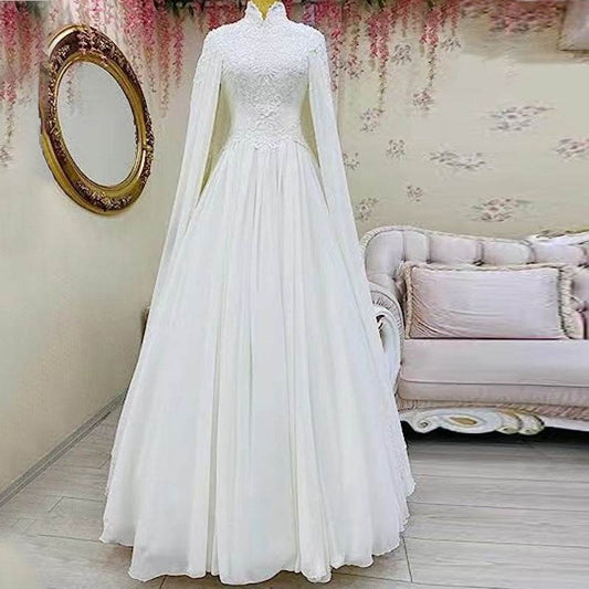 Elegant Ivory Lace Slim Long Sleeve Fishtail Wedding Dress - 2025 Trend - Buy Center