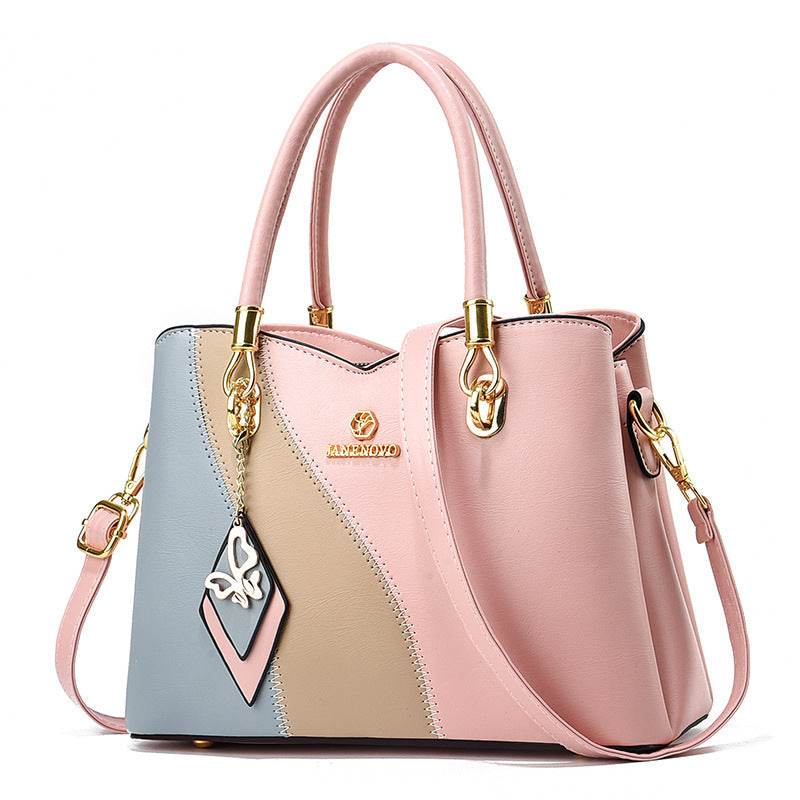 Large Capacity Contrast Color Handbag - Stylish Soft Leather Clutch - Buy Center