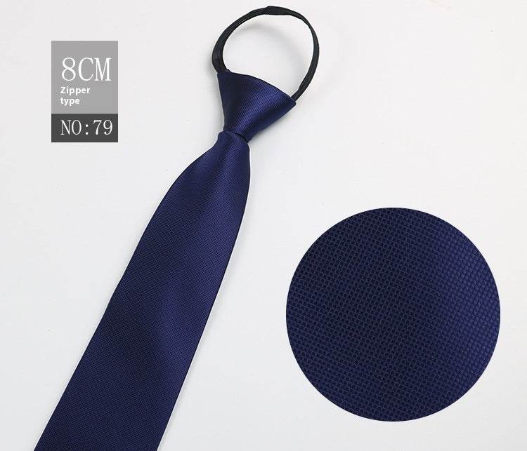 Black Striped Blue Business Tie - Lazy Zip Closure for Easy Wear - Buy Center