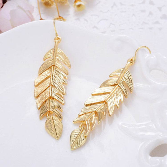 Buy Center European & American Tassel Leaf Earrings - Stylish Geometric Design - Buy Center