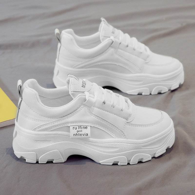 Buycenter Women's Trendy Thick Soled White Vulcanize Shoes - Casual Style - Buy Center