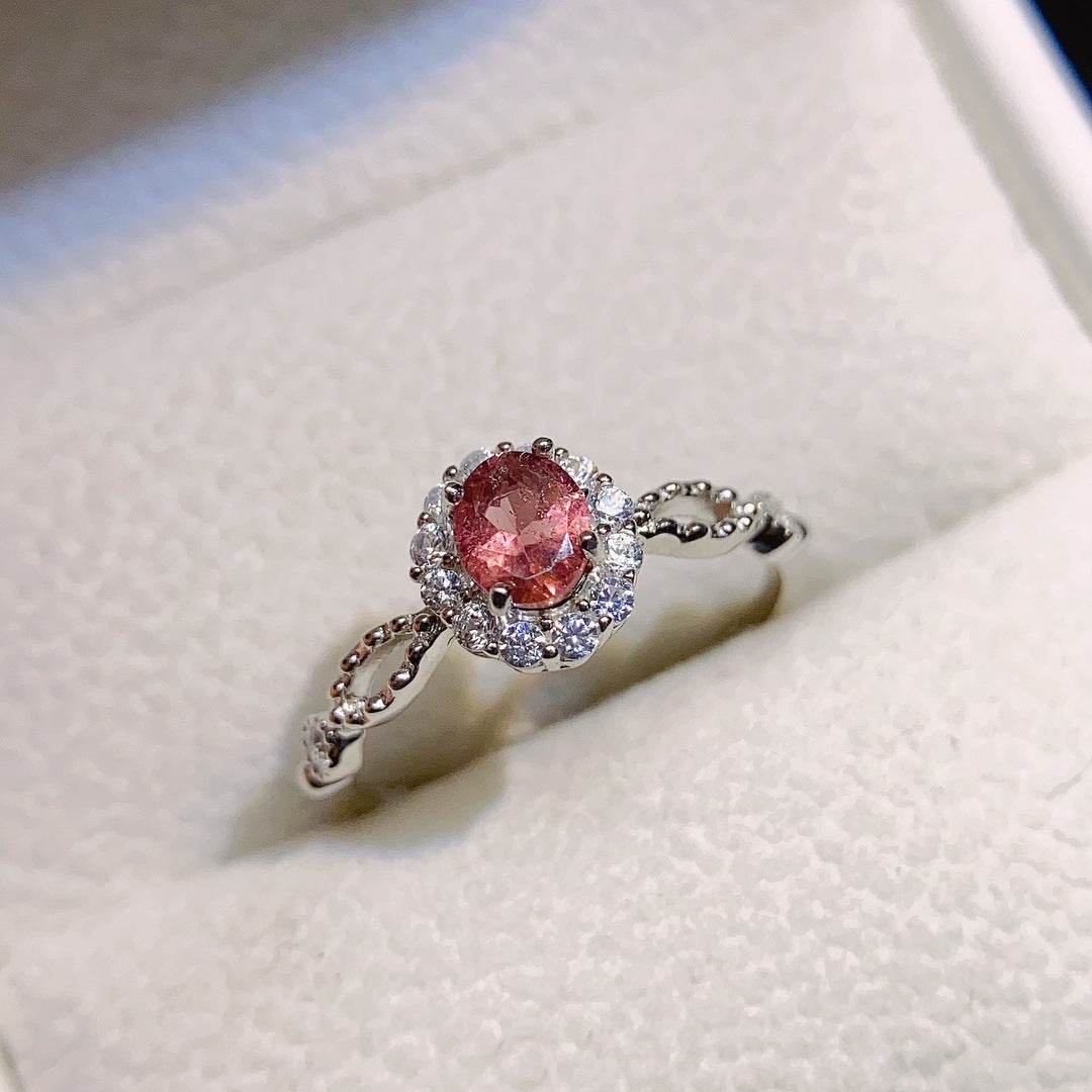 Buycenter Natural Tourmaline Ring - S925 Silver Female Jewelry - Buy Center