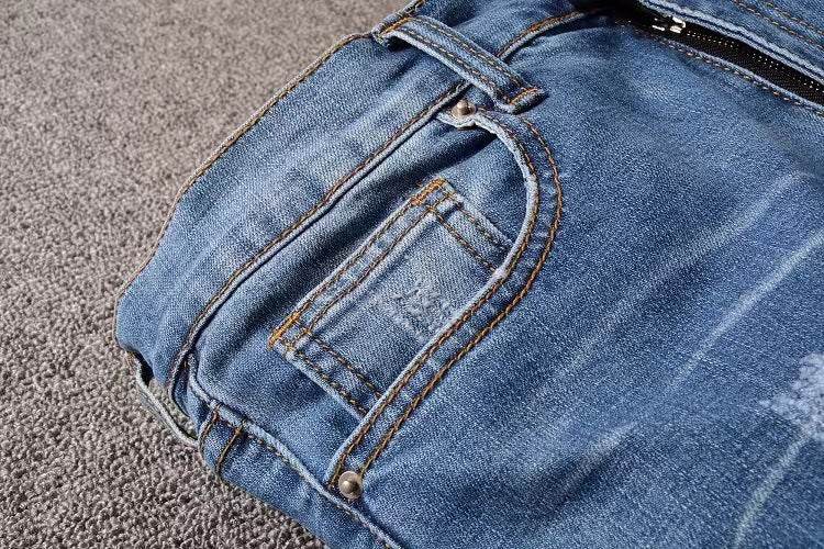 Men's Slim European Denim Trousers - Stylish Casual Blue Pants - Buy Center