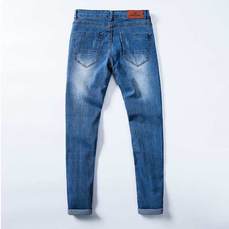 Buycenter Men's Skinny Trousers - Comfortable Mid Waist Denim Pants - Buy Center
