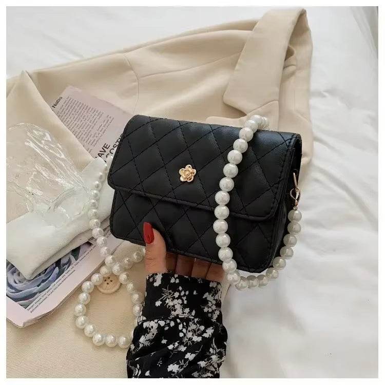 Diamond Grid Pearl Chain Crossbody Bag - Stylish Women's Handbag 2025 - Buy Center