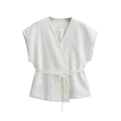 Women's Linen Blend Double Breasted Vest - Stylish Slim Fit Blazer - Buy Center