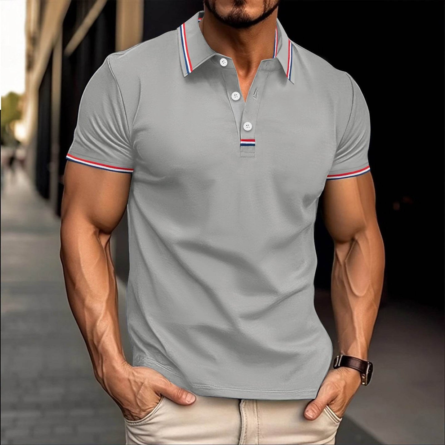 Buycenter Versatile Pull Button T-shirt - Loose Fit, Short Sleeve Options - Buy Center