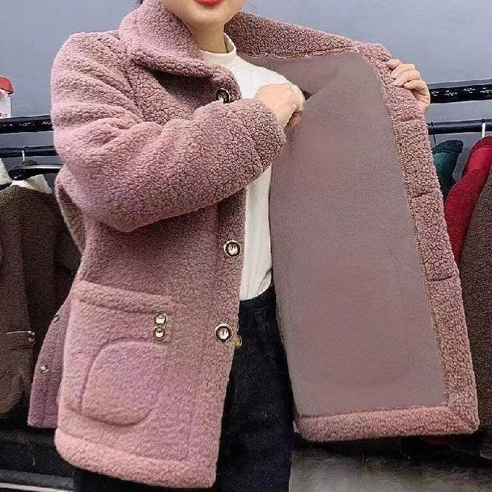 Buycenter Fleece-Lined Mid-Length Coat - Women's Thickened Warm Jacket - Buy Center