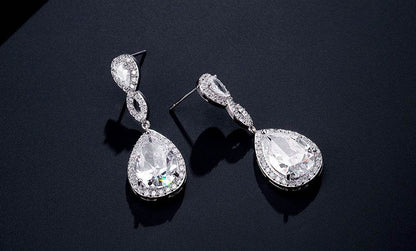 Buycenter Drop-shaped Bridal Earrings - AAA Zircon, Copper Geometry Design - Buy Center