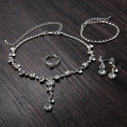 Buy Center Silver Color Tone Crystal Tennis Jewelry Set - Elegant African Style - Buy Center