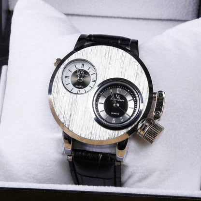 Buy Center Quartz Wristwatch for Men - Alloy Case with Leather Band - Buy Center