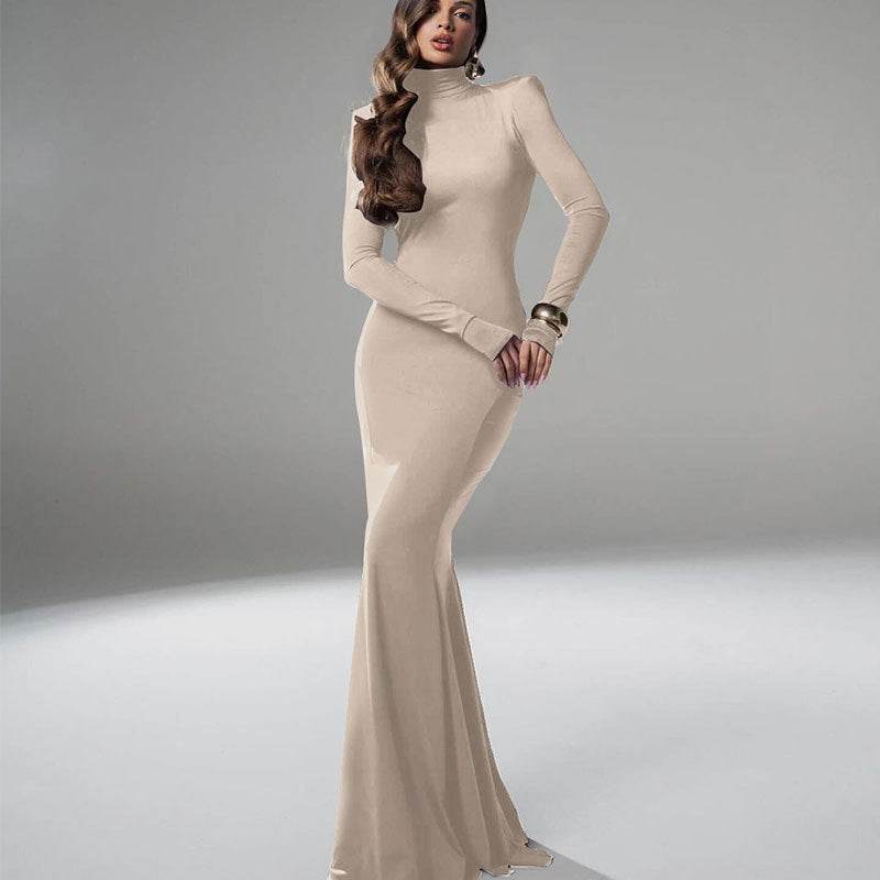 Women's Backless Evening Dress - Elegant Solid Color Party Wear 2025 - Buy Center