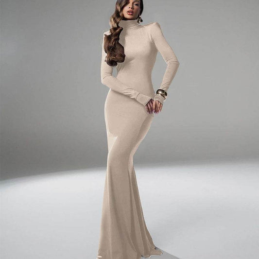 Women's Backless Evening Dress - Elegant Solid Color Party Wear 2025 - Buy Center