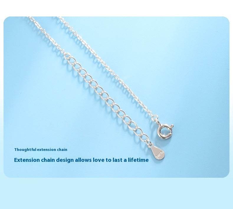 Buycenter S925 Sterling Silver Necklace - 1 Karat Happiness Clavicle Chain - Buy Center