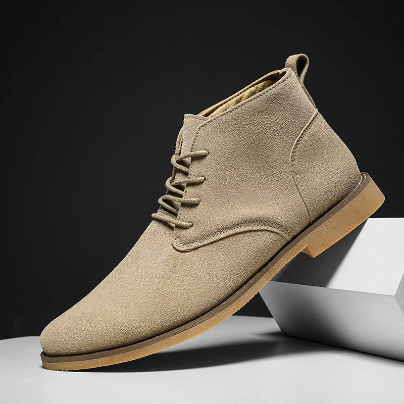 Retro British Men's Business Boots - Stylish PU Leather High Tops - Buy Center