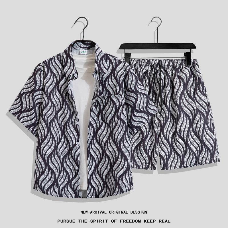 Hong Kong Style Retro Printed Shirt - Men's Short Sleeve Summer Top - Buy Center