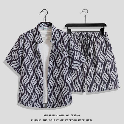 Hong Kong Style Retro Printed Shirt - Men's Short Sleeve Summer Top - Buy Center