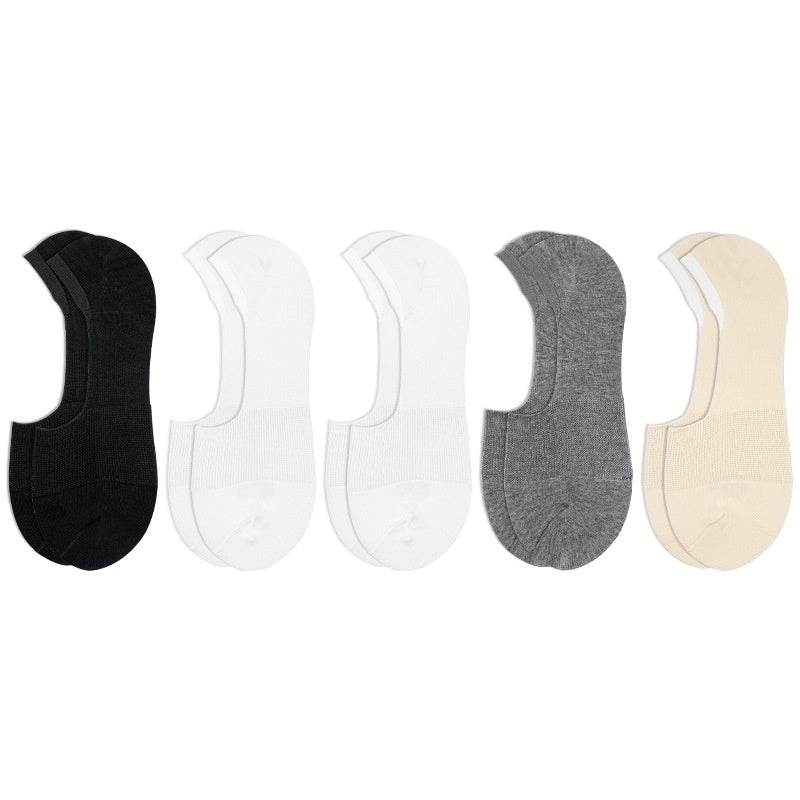 Women's Cotton Invisible Boat Socks - 5 Pairs Non-Slip Summer Style - Buy Center